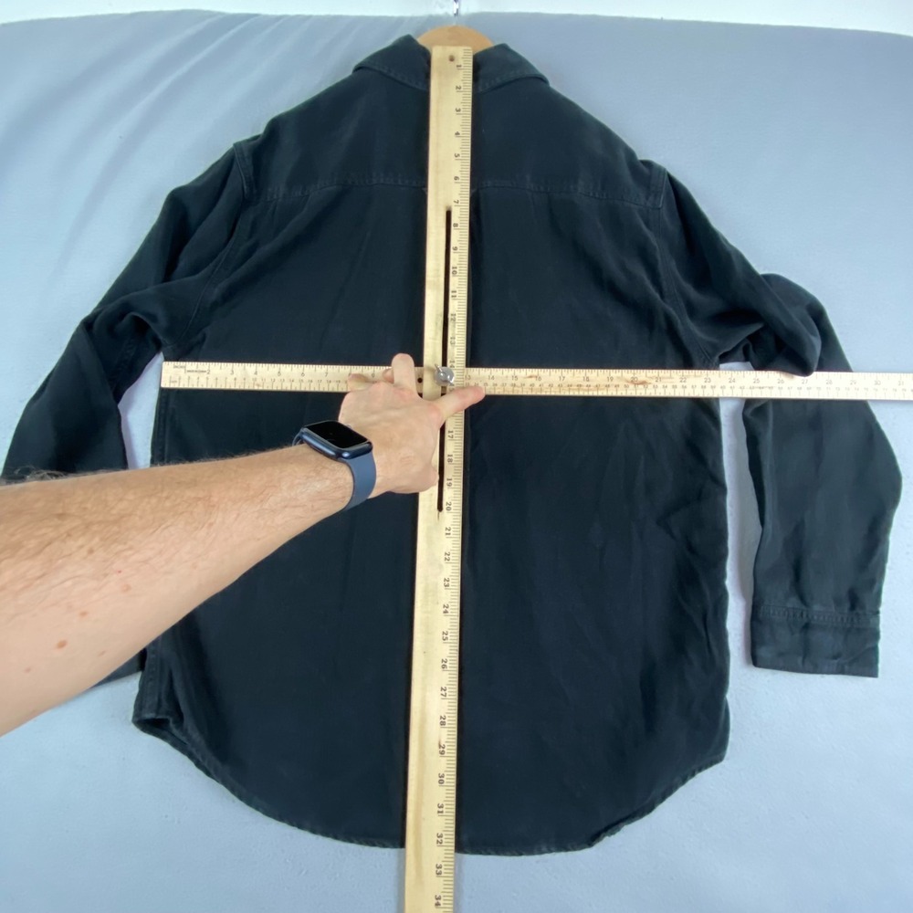 Everlane Mens L black Utility Overshirt Button Front Dual Pocket Long Sleeve - Picture 11 of 14